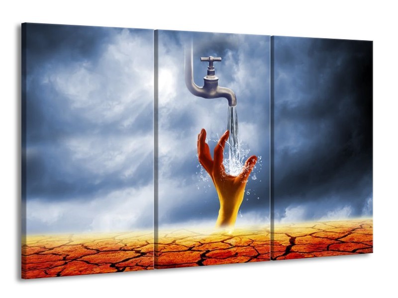 Canvas schilderij Modern | Oranje, Grijs | 165x100cm 3Luik