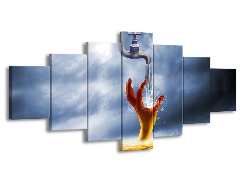 Canvas schilderij Modern | Oranje, Grijs | 210x100cm 7Luik