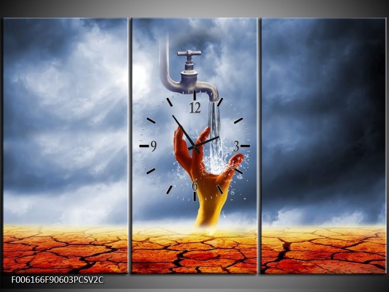 Klok schilderij Modern | Oranje, Grijs | 90x60cm 3Luik