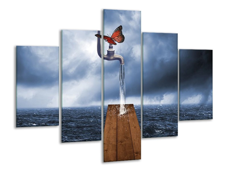 Glas schilderij Modern | Grijs, Rood, Blauw | 100x70cm 5Luik