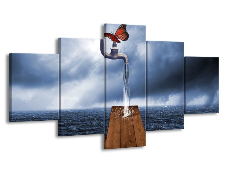 Glas schilderij Modern | Grijs, Rood, Blauw | 150x80cm 5Luik