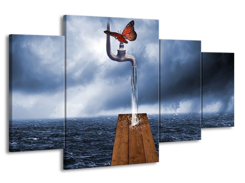 Glas schilderij Modern | Grijs, Rood, Blauw | 160x90cm 4Luik