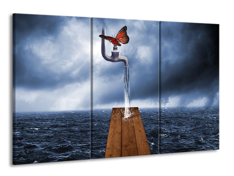 Glas schilderij Modern | Grijs, Rood, Blauw | 165x100cm 3Luik