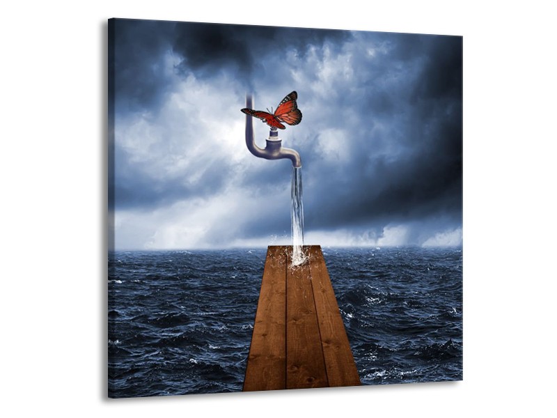 Canvas schilderij Modern | Grijs, Rood, Blauw | 50x50cm 1Luik