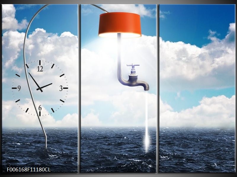 Klok schilderij Modern | Rood, Grijs, Wit | 111x80cm 3Luik