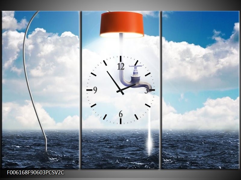 Klok schilderij Modern | Rood, Grijs, Wit | 90x60cm 3Luik