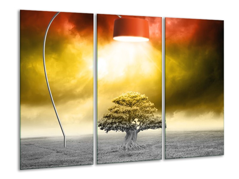 Canvas schilderij Modern | Geel, Groen, Rood | 120x80cm 3Luik