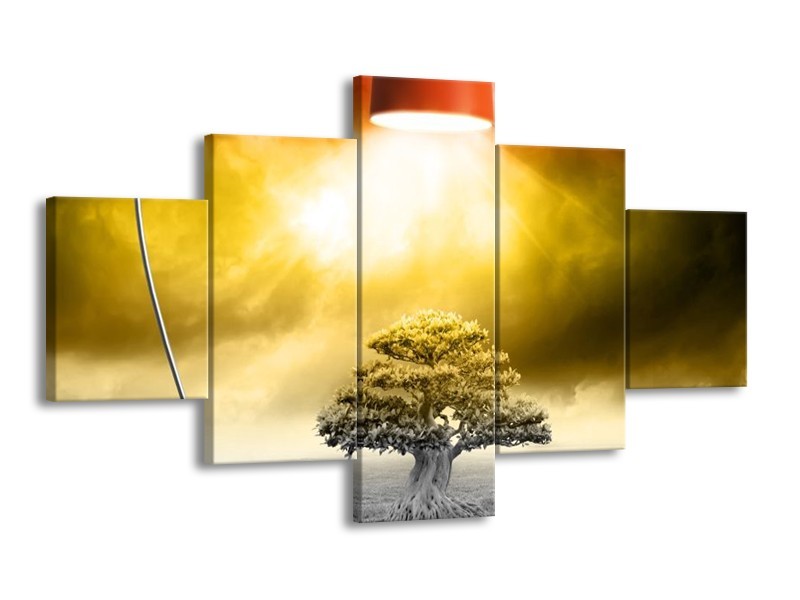 Canvas schilderij Modern | Geel, Groen, Rood | 125x70cm 5Luik