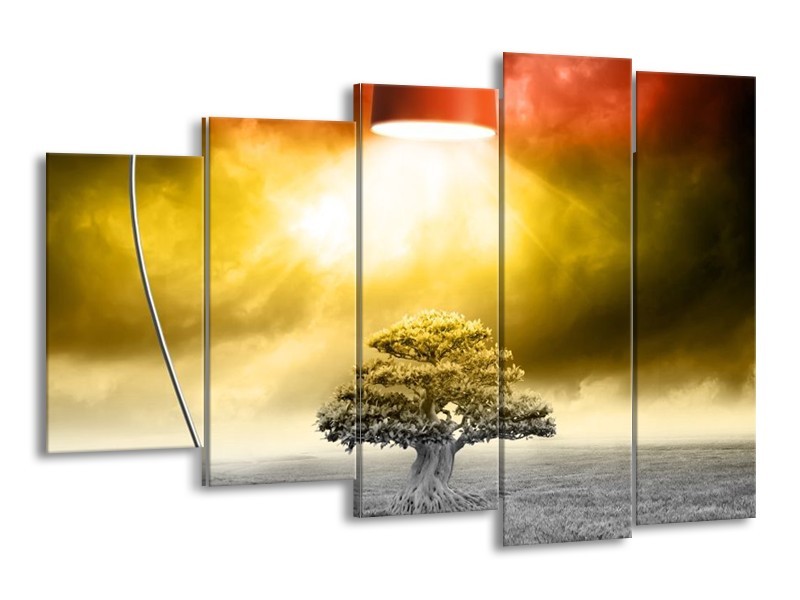 Canvas schilderij Modern | Geel, Groen, Rood | 150x100cm 5Luik
