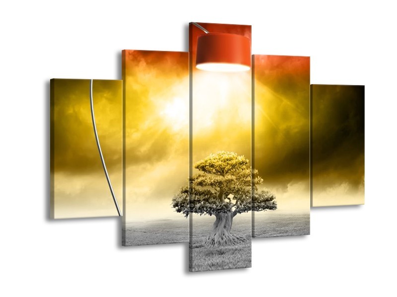 Canvas schilderij Modern | Geel, Groen, Rood | 150x105cm 5Luik