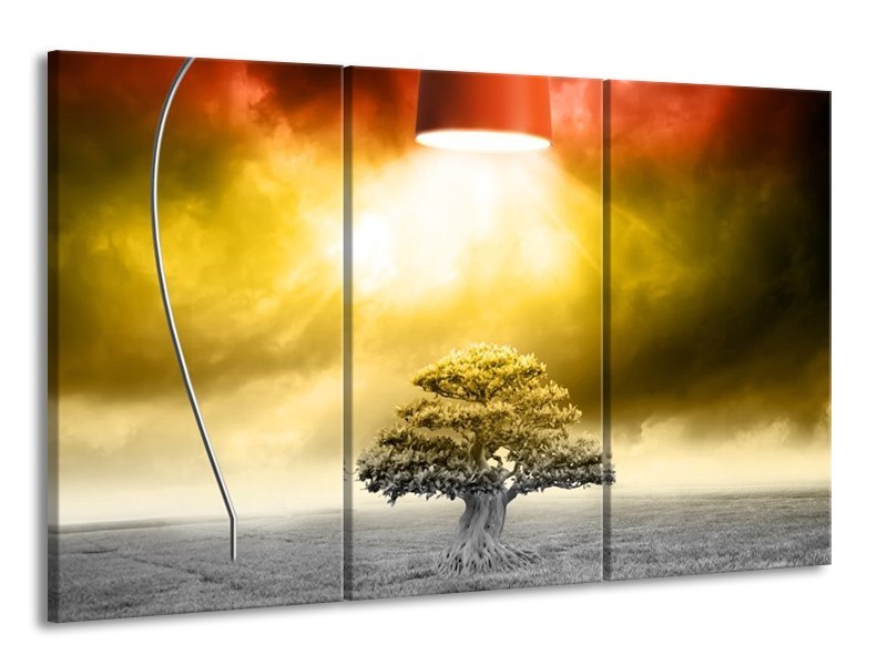 Canvas schilderij Modern | Geel, Groen, Rood | 165x100cm 3Luik