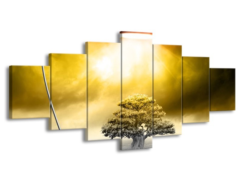 Canvas schilderij Modern | Geel, Groen, Rood | 210x100cm 7Luik