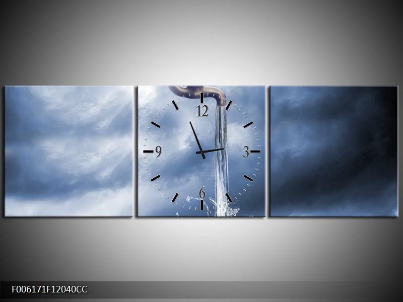 Klok schilderij Modern | Bruin, Grijs | 120x40cm 3Luik