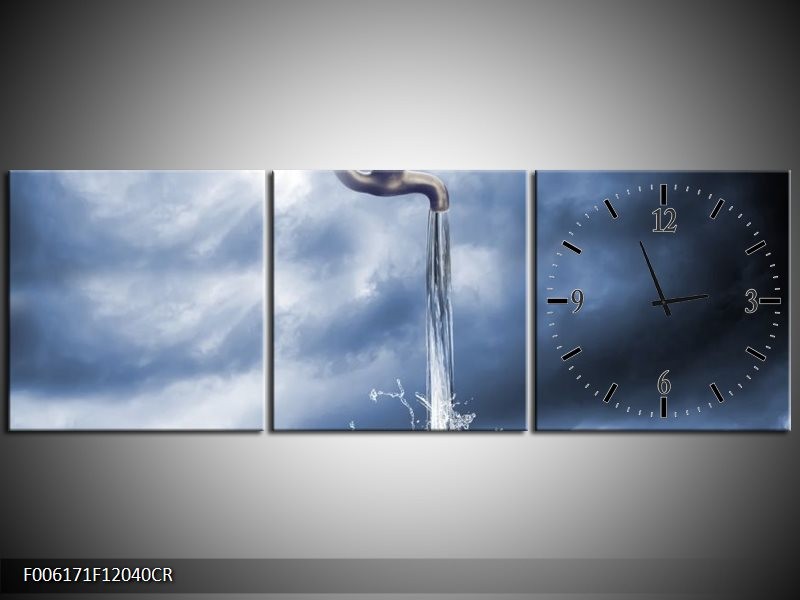 Klok schilderij Modern | Bruin, Grijs | 120x40cm 3Luik