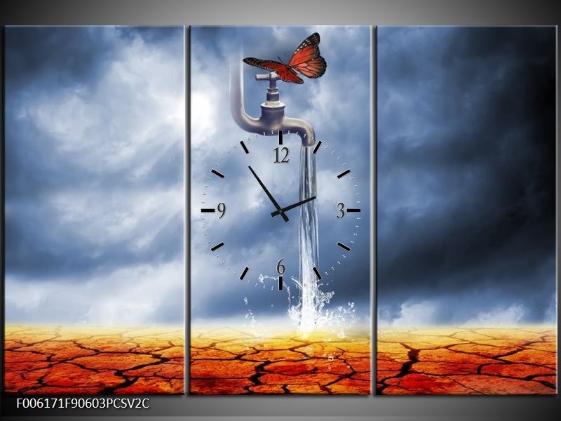 Klok schilderij Modern | Bruin, Grijs | 90x60cm 3Luik