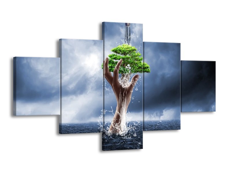 Canvas schilderij Modern | Grijs, Groen | 125x70cm 5Luik