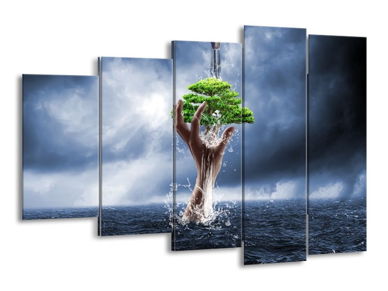 Canvas schilderij Modern | Grijs, Groen | 150x100cm 5Luik