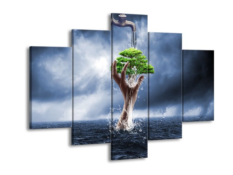 Canvas schilderij Modern | Grijs, Groen | 150x105cm 5Luik