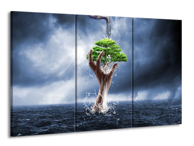 Canvas schilderij Modern | Grijs, Groen | 165x100cm 3Luik