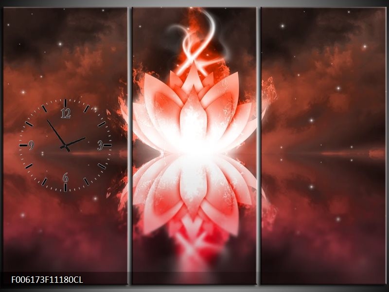 Klok schilderij Abstract | Rood, Wit | 111x80cm 3Luik