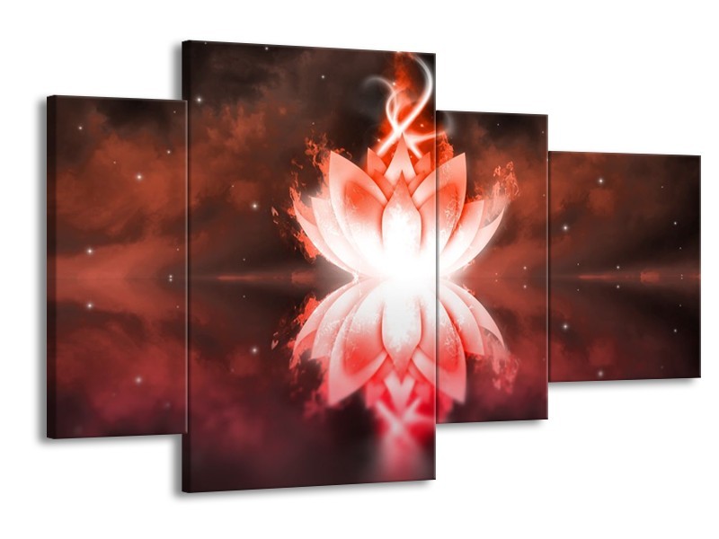 Glas schilderij Abstract | Rood, Wit | 120x75cm 4Luik