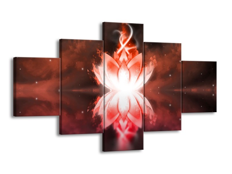 Canvas schilderij Abstract | Rood, Wit | 125x70cm 5Luik