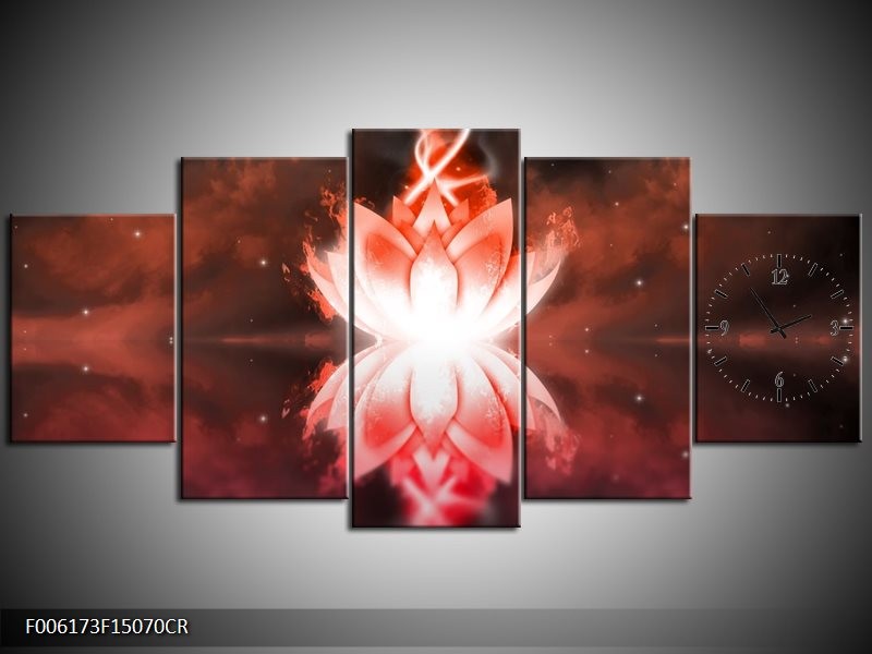 Klok schilderij Abstract | Rood, Wit | 150x70cm 5Luik