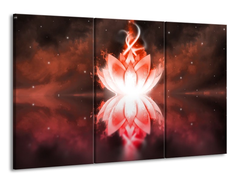 Canvas schilderij Abstract | Rood, Wit | 165x100cm 3Luik