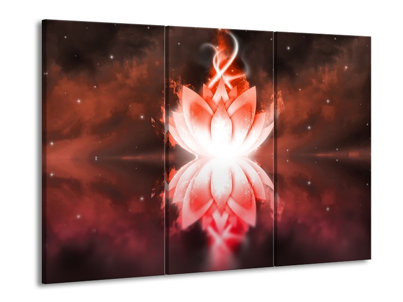 Canvas schilderij Abstract | Rood, Wit | 90x60cm 3Luik