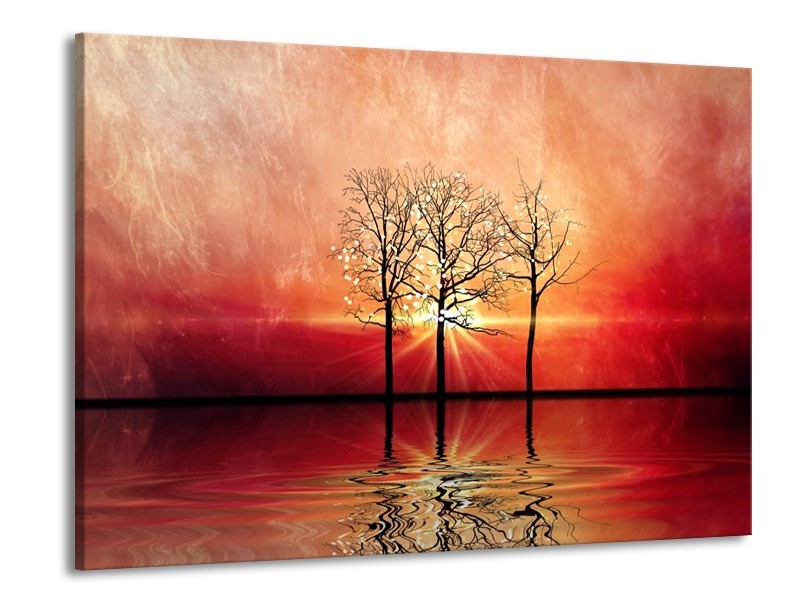 Canvas schilderij Abstract | Rood, Geel | 100x70cm 1Luik