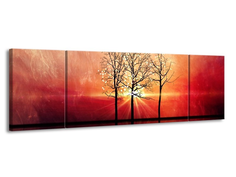 Glas schilderij Abstract | Rood, Geel | 170x50cm 3Luik