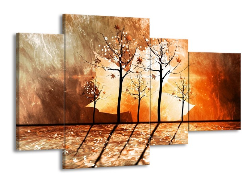 Glas schilderij Abstract | Bruin, Oranje, Geel | 120x75cm 4Luik