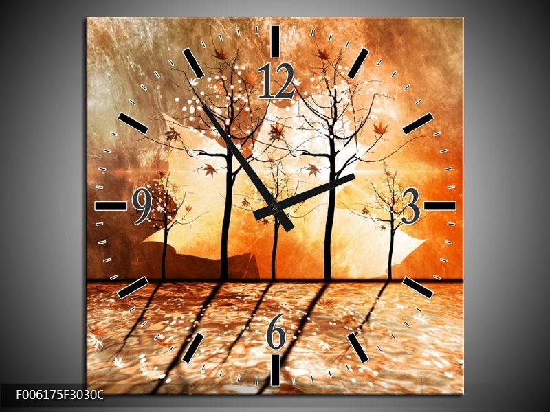 Klok schilderij Abstract | Bruin, Oranje, Geel | 30x30cm 1Luik