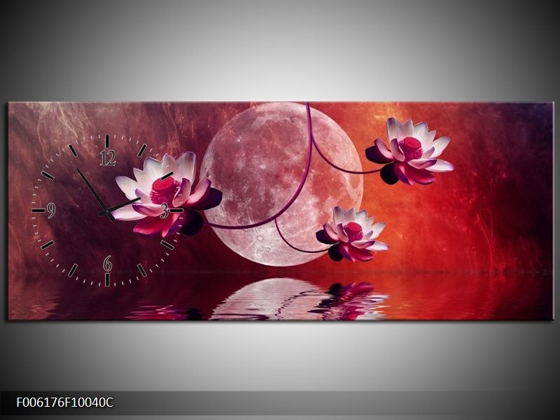 Klok schilderij Modern | Rood, Paars, Roze | 100x40cm 1Luik