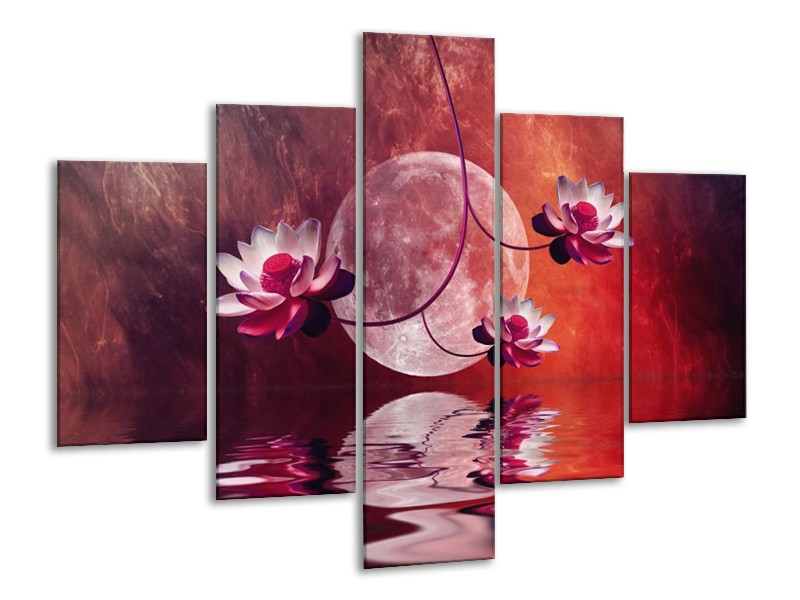 Canvas schilderij Modern | Rood, Paars, Roze | 100x70cm 5Luik