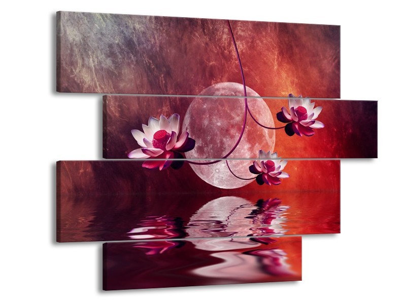 Canvas schilderij Modern | Rood, Paars, Roze | 115x85cm 4Luik
