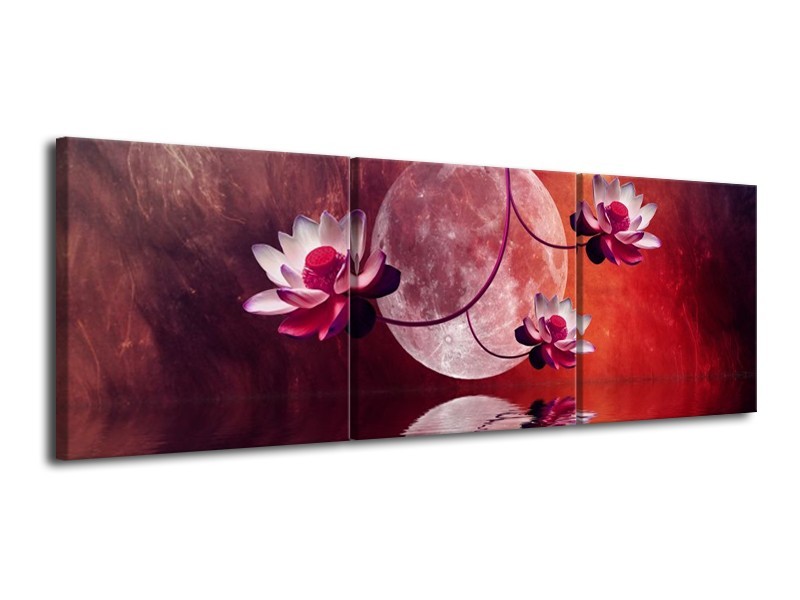 Canvas schilderij Modern | Rood, Paars, Roze | 120x40cm 3Luik