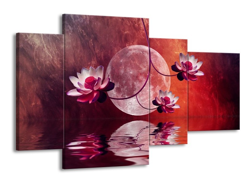 Glas schilderij Modern | Rood, Paars, Roze | 120x75cm 4Luik