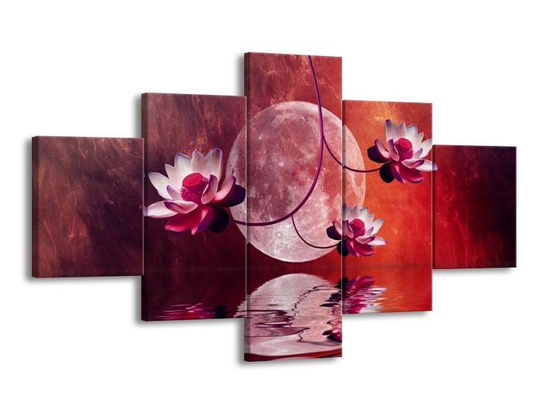 Canvas schilderij Modern | Rood, Paars, Roze | 125x70cm 5Luik