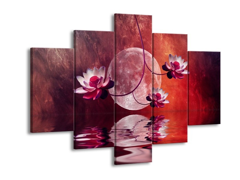 Canvas schilderij Modern | Rood, Paars, Roze | 150x105cm 5Luik