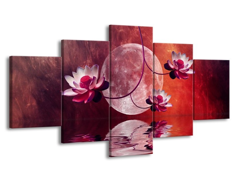 Canvas schilderij Modern | Rood, Paars, Roze | 150x80cm 5Luik
