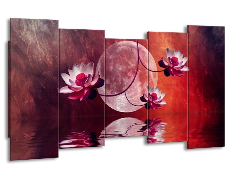 Glas schilderij Modern | Rood, Paars, Roze | 150x80cm 5Luik