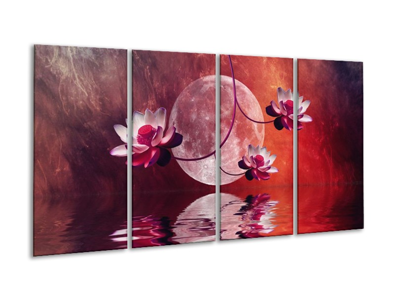 Canvas schilderij Modern | Rood, Paars, Roze | 160x80cm 4Luik