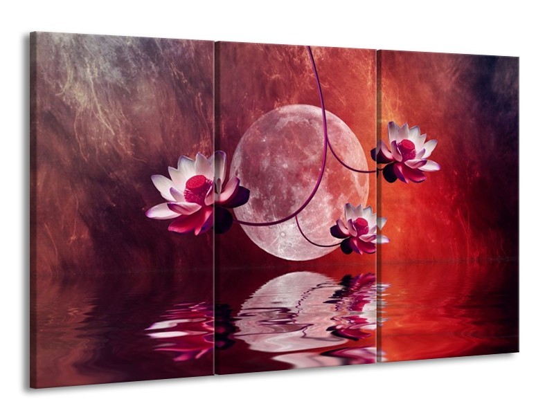 Glas schilderij Modern | Rood, Paars, Roze | 165x100cm 3Luik