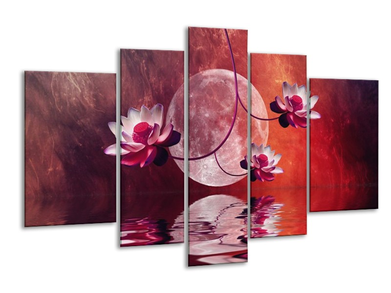Canvas schilderij Modern | Rood, Paars, Roze | 170x100cm 5Luik