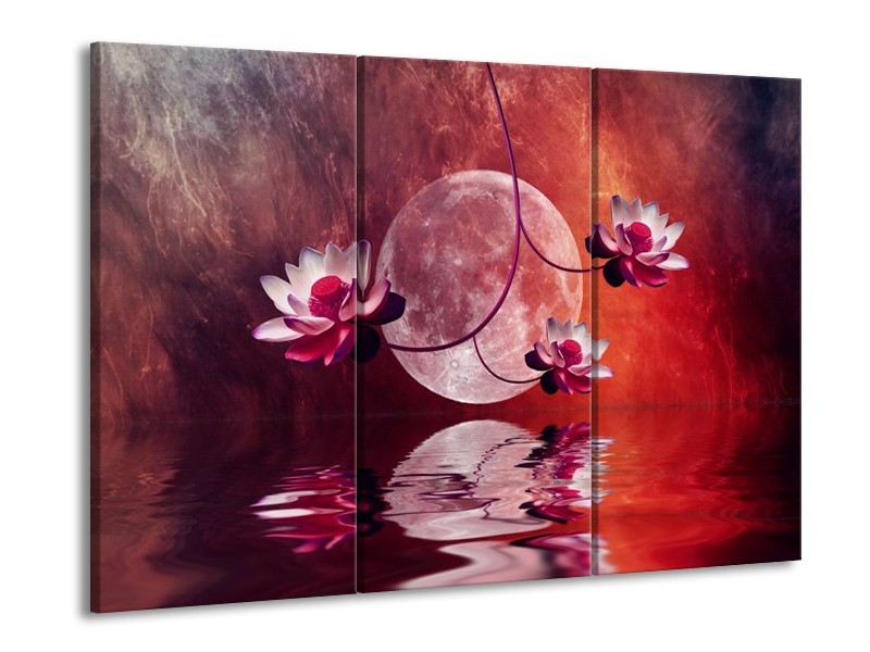 Glas schilderij Modern | Rood, Paars, Roze | 90x60cm 3Luik