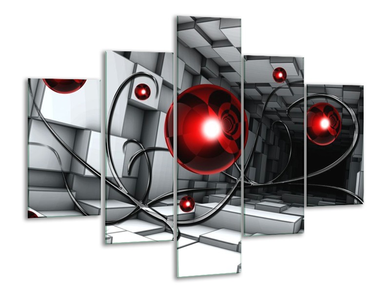 Glas schilderij Modern | Rood, Grijs, Zwart | 100x70cm 5Luik