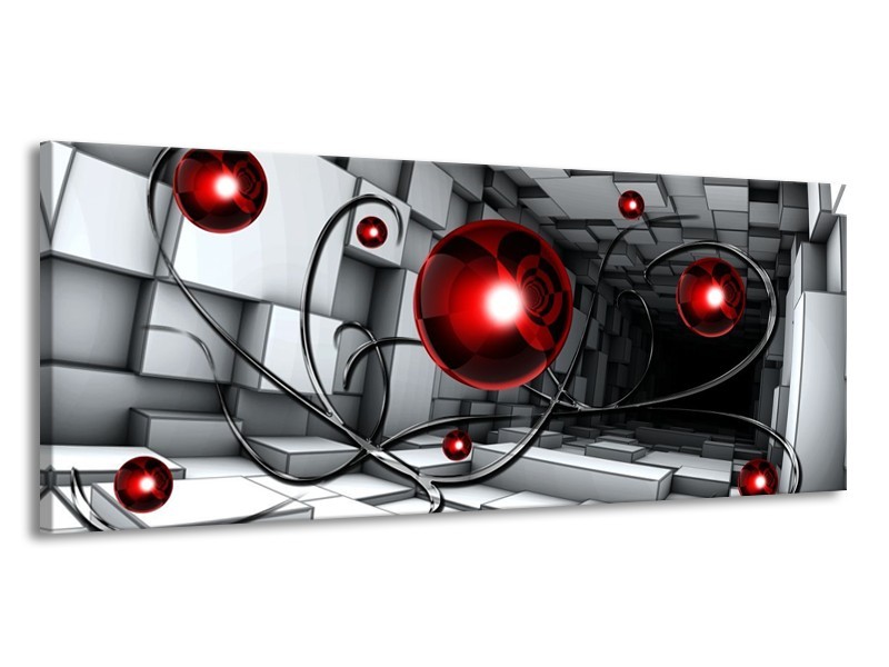 Glas schilderij Modern | Rood, Grijs, Zwart | 145x58cm 1Luik