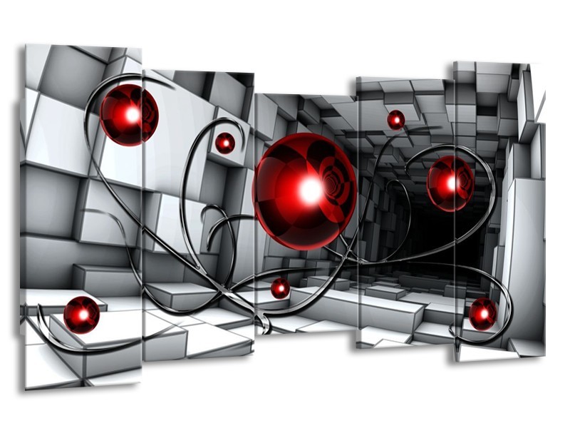 Glas schilderij Modern | Rood, Grijs, Zwart | 150x80cm 5Luik