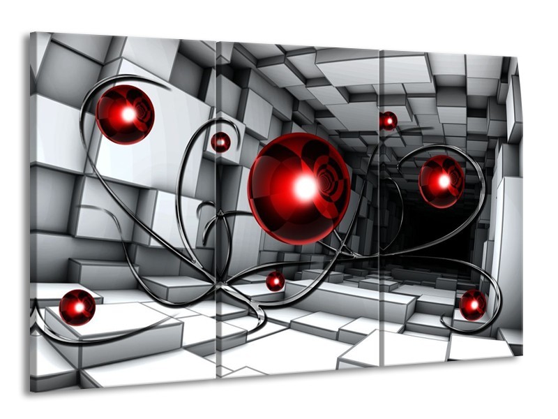 Glas schilderij Modern | Rood, Grijs, Zwart | 165x100cm 3Luik